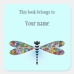 Personalised Dragonfly Sticker Bookplate