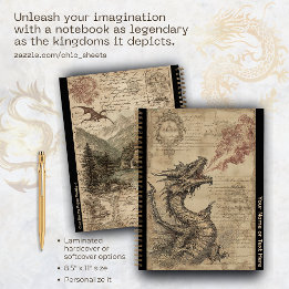 Personalised Dragons and Mediaeval Design 8.5"x11" Notebook