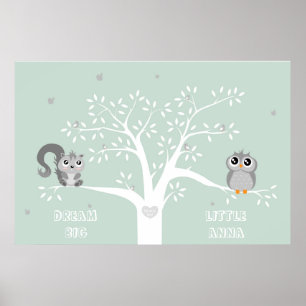 Personalised Dream big, cute animals Poster