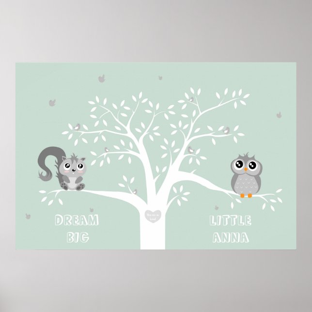 Personalised Dream big, cute animals Poster (Front)