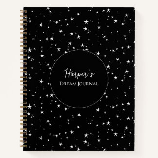Personalised Dream Journal | Black and White Stars