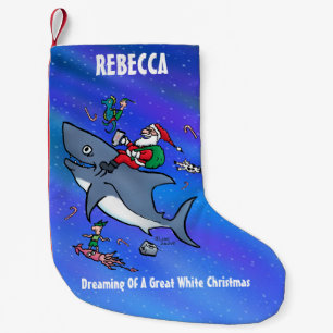 Personalised Dreaming of Great White Xmas Small Christmas Stocking