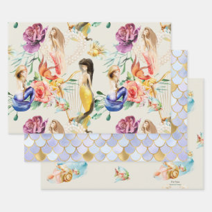 Personalised Dreamy Mermaid & Mermaid scales Wrapping Paper Sheet