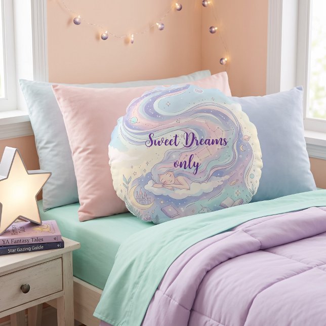 Personalised Dreamy Pastel Celestial Round Cushion (Creator Uploaded)