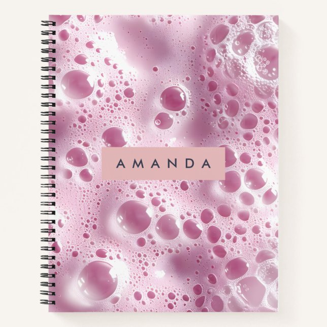 Personalised Dreamy Pastel Pink Bubble  Notebook (Front)