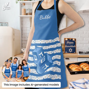 Personalised Dreidel Hanukkah Bubbe Grandma Apron