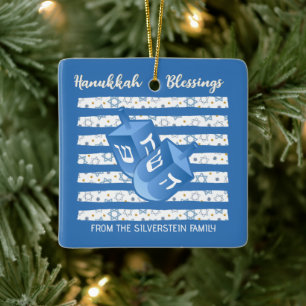 Personalised Dreidel Hanukkah Ceramic Ornament
