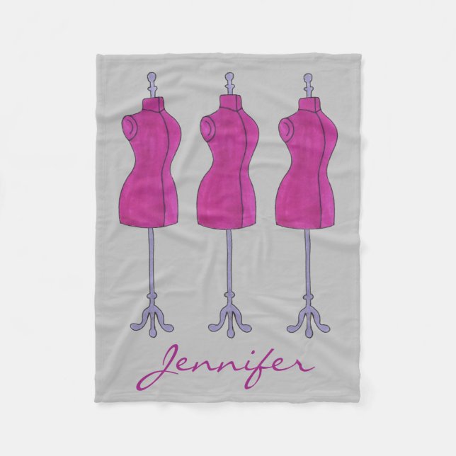 Personalised Dressform Fashion Design Mannequin Fleece Blanket (Front)