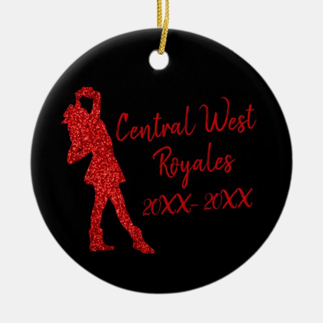 Personalised Drill Team | Black and Red Ceramic Or Tree Decoration (Front)