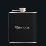 Personalised drink flask | elegant gift for men<br><div class="desc">Personalised drink flask with elegant script text. Customisable black background colour. Cute gift idea for manly men. Personalise it with a name or monogram initials. Alcohol / Drinking present that you can customise.</div>