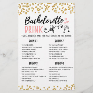 Personalised DRINK IF Bachelorette, Hen Party game