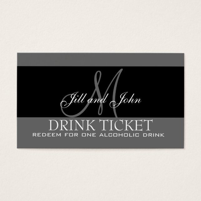 Personalised Drink Ticket for Wedding Reception (Front)