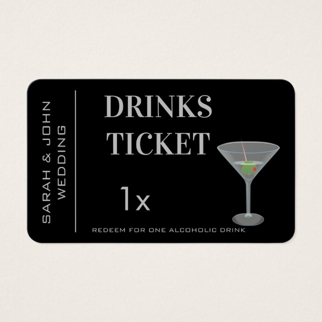 Personalised Drink Ticket Wedding Reception  (Front)