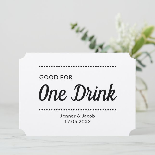 Personalised Drink Tickets Vouchers Tokens Drinks Holiday Card (Standing Front)