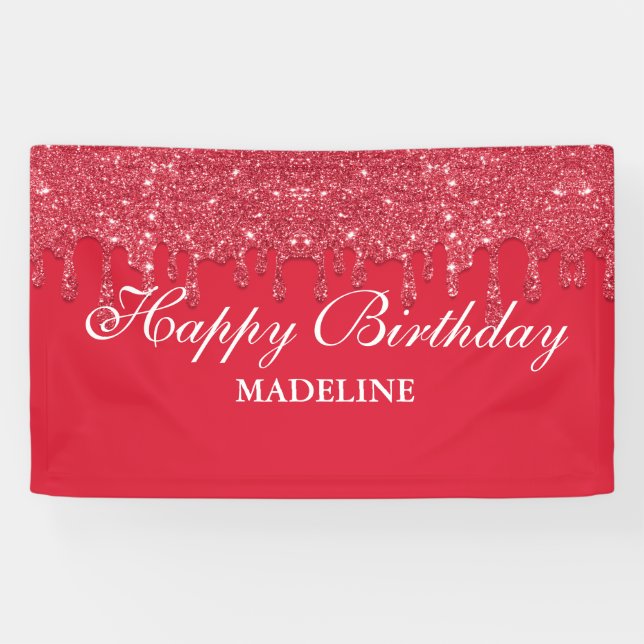 Personalised Dripping Glitter Birthday Banner (Horizontal)