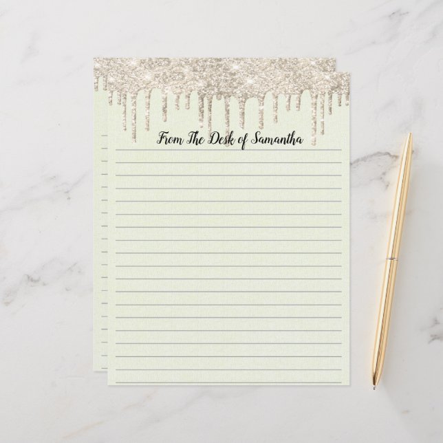 Personalised Dripping Glitter Lined Stationary (Front/Back In Situ)