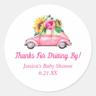Personalised Drive By Baby Shower Favours Stickers