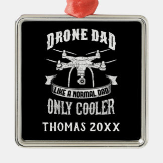Personalised Drone Dad Cool Multirotor Quadcopter Metal Tree Decoration