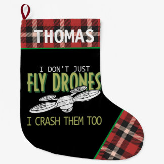 Personalised Drone Fly Crash Multirotor Quadcopter Large Christmas Stocking