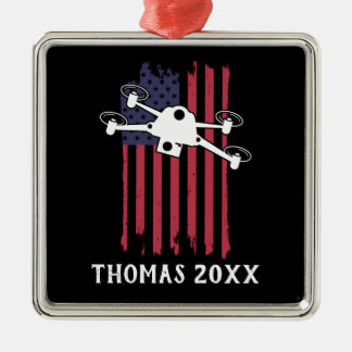 Personalised Drone Pilot Multirotor Quadcopter Metal Tree Decoration