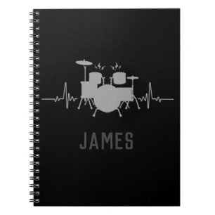 Personalised Drums Heartbeat - Funny drummer Notebook