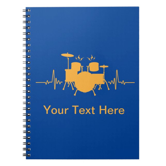 Personalised Drums Heartbeat - Funny drummer Notebook (Front)