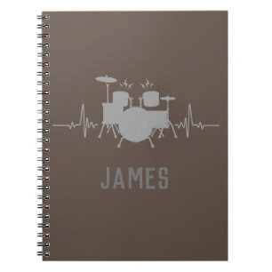 Personalised Drums Heartbeat - Funny drummer Notebook