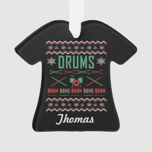 Personalised Drums Ugly Christmas Sweater Ornament