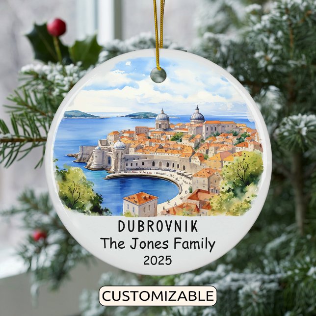 Personalised Dubrovnik Ornament, Croatia Ceramic Tree Decoration (Creator Uploaded)