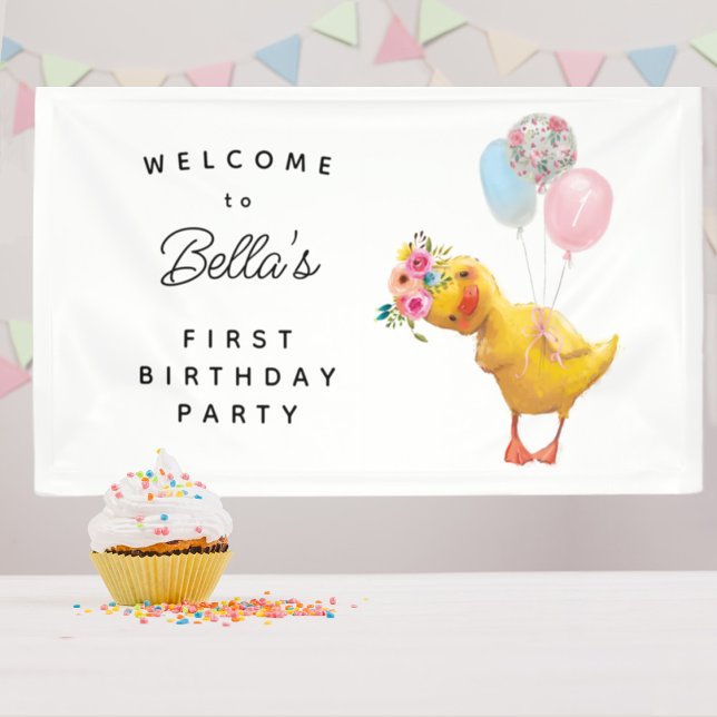 Personalised Duck Birthday Backdrop, Duck Birthday Banner (Creator Uploaded)