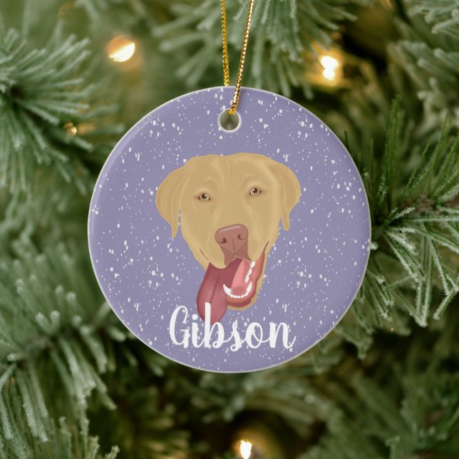 Personalised Dudley Labrador Ceramic Tree Decoration (Tree)