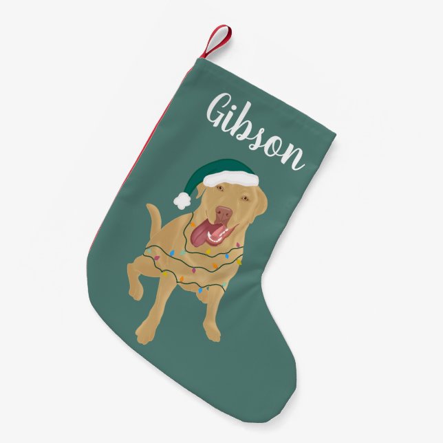 Personalised Dudley Labrador Christmas Small Christmas Stocking (Front (Hanging))
