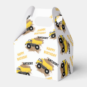 Personalised Dump Truck Construction Mud Boys Name Favour Box