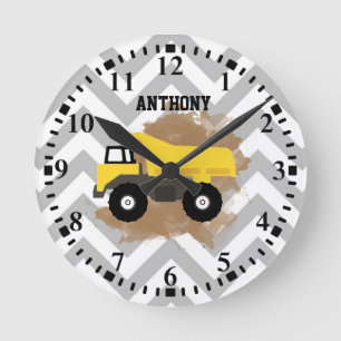 Personalised Dump Truck Construction Mud Round Clock