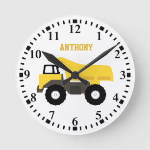 Personalised Dump Truck Construction Trucks Round Clock