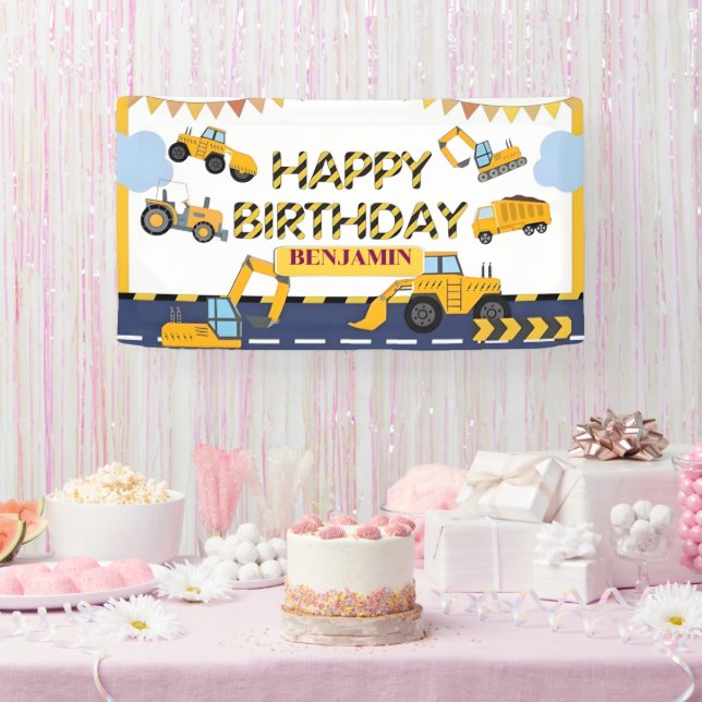 Personalised Dump Truck Excavator Party Backdrop  Banner (Party)
