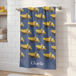 Personalised Dump Truck Kids Bath Towel