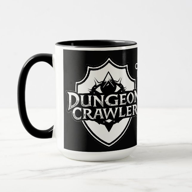 Personalised Dungeon Crawler Black And White Mug (Left)