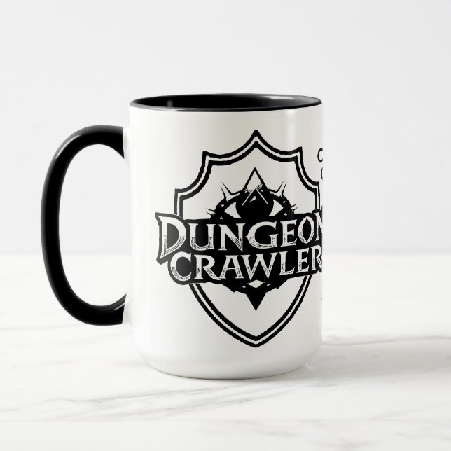 Personalised Dungeon Crawler White And Black Mug (Left)