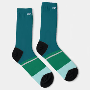 Personalised /Dusky Blue Green & Light Blue Socks