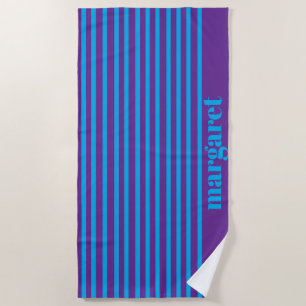 Personalised Dusky Blue Stripes Beach Towel