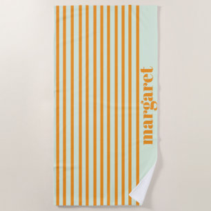 Personalised Dusky Orange Stripes Beach Towel