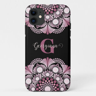 Personalised Dusky Rose Boho Floral Dot Mandala Case-Mate iPhone Case