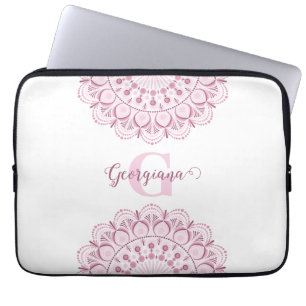 Personalised Dusky Rose Confetti Lace Dot Mandala Laptop Sleeve