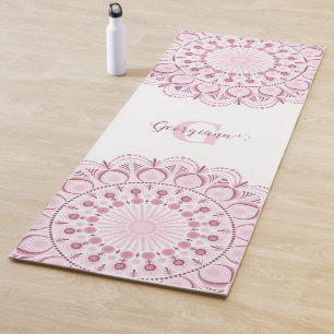 Personalised Dusky Rose Confetti Lace Dot Mandala Yoga Mat