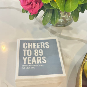 Personalised Dusty Blue Birthday Year Napkin