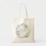 Personalised dusty blue floral bride tote bag<br><div class="desc">Modern bride script with watercolor floral wreath in dusty blue and sage green,  elegant and romantic,  great personalised bride tote bag for bride to be,  great bridal shower gifts to store all the essentials for the wedding day.</div>