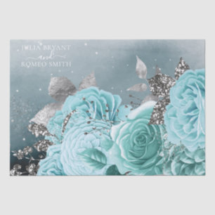 Personalised Dusty Blue Floral Wedding Tissue Paper