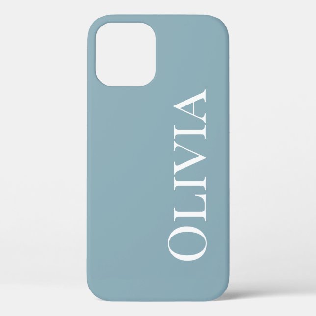 Personalised Dusty Blue Modern Typography Case-Mate iPhone Case (Back)