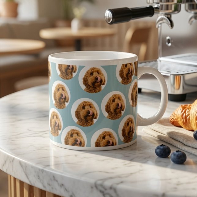 Personalised Dusty Blue Pet Face  Espresso Cup (Creator Uploaded)